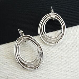 Multi Loop Earrings, Silver Hoops, Modern Style, NWT